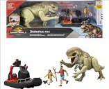 Mattel Jurassic World - The Rebirth Storypack, Dinosaur and Human Characters Vehicle, Movie Dinghy and Distortus Rex and Delgado, Isabella and Aquilops, Island Escape - JGB55