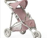 Olivia's Little World Doll Jogging-Style Stroller with Canopy, Storage Underneath, Pink and Cream and Gray