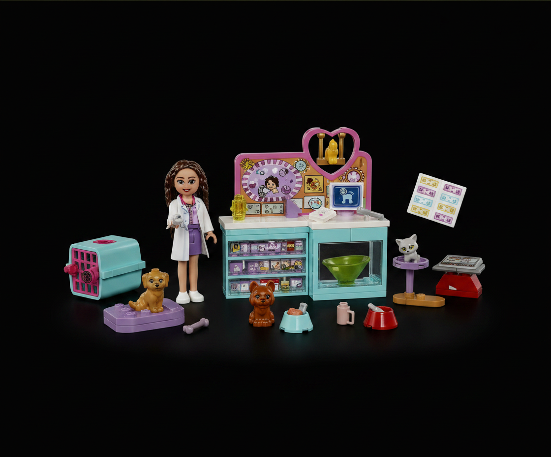 Barbie Chelsea Doll and Accessories, Pet Vet Playset with Doll, 4 Animals and 18 Pieces