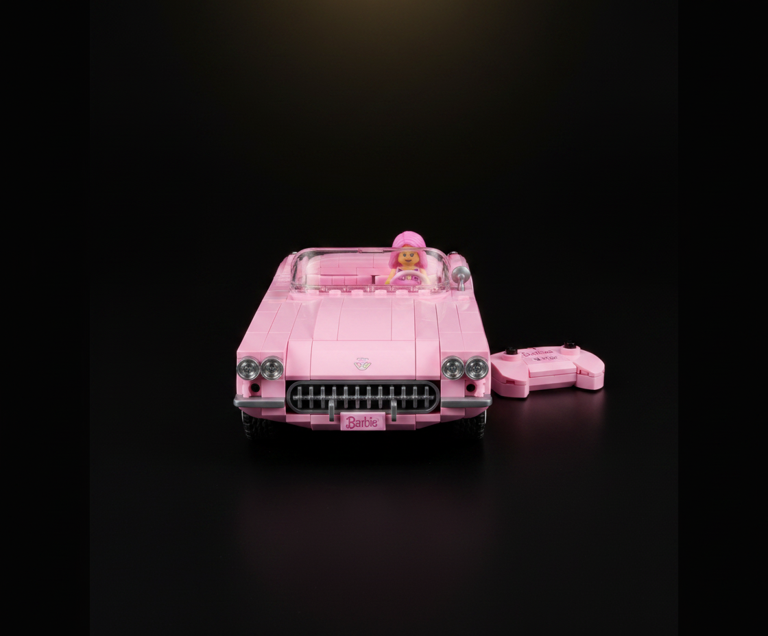 Hot Wheels RC Corvette from Barbie the Movie, Full-Function Remote-Control Toy Car Holds 2 Barbie Dolls