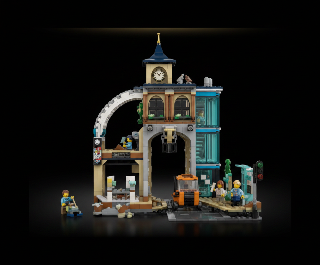 LEGO City Central Train Station Building Toy - Multi-Level Pretend Play Set for Boys & Girls, Ages 7+ - Building Blocks for Kids - Gift Idea for Birthdays - 60469