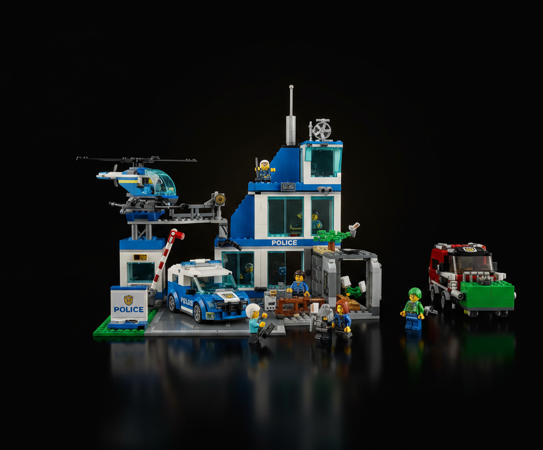 LEGO City Police Station with Van, Garbage Truck & Helicopter Toy 60316, Gifts for 6 Plus Year Old Kids, Boys & Girls with 5 Minifigures and Dog Toy