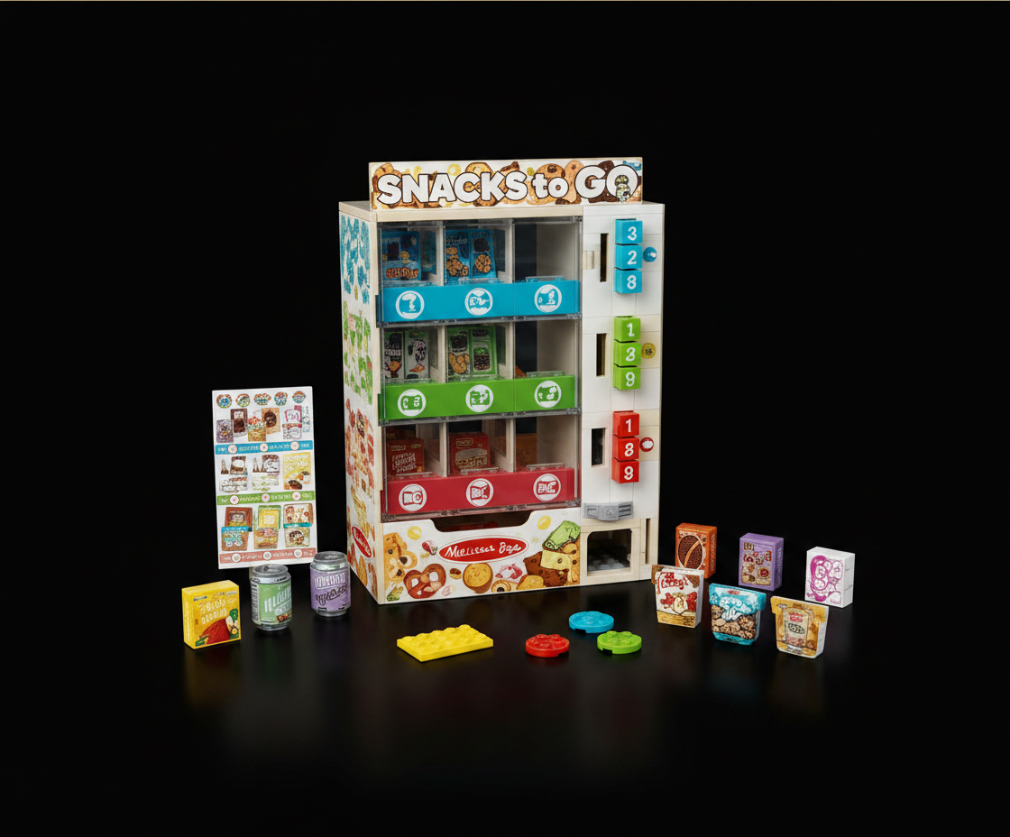 Melissa & Doug Sort-Stock-Select Wooden Vending Machine Toy with Play Food, Mini Vending Machine Toys & Play Money, Preschool Toys for Kids Ages 3+