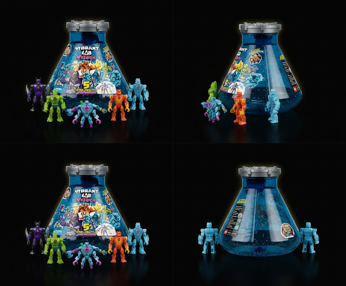 MrBeast Lab Hybrids Mega Pack, Reveal Different Hybrid Parts to Create 5 Mix & Match Action Figures, Including a Mega Torso Panther Experiment to Reveal Hybrid's Real Colors, Collect 30+ Bea
