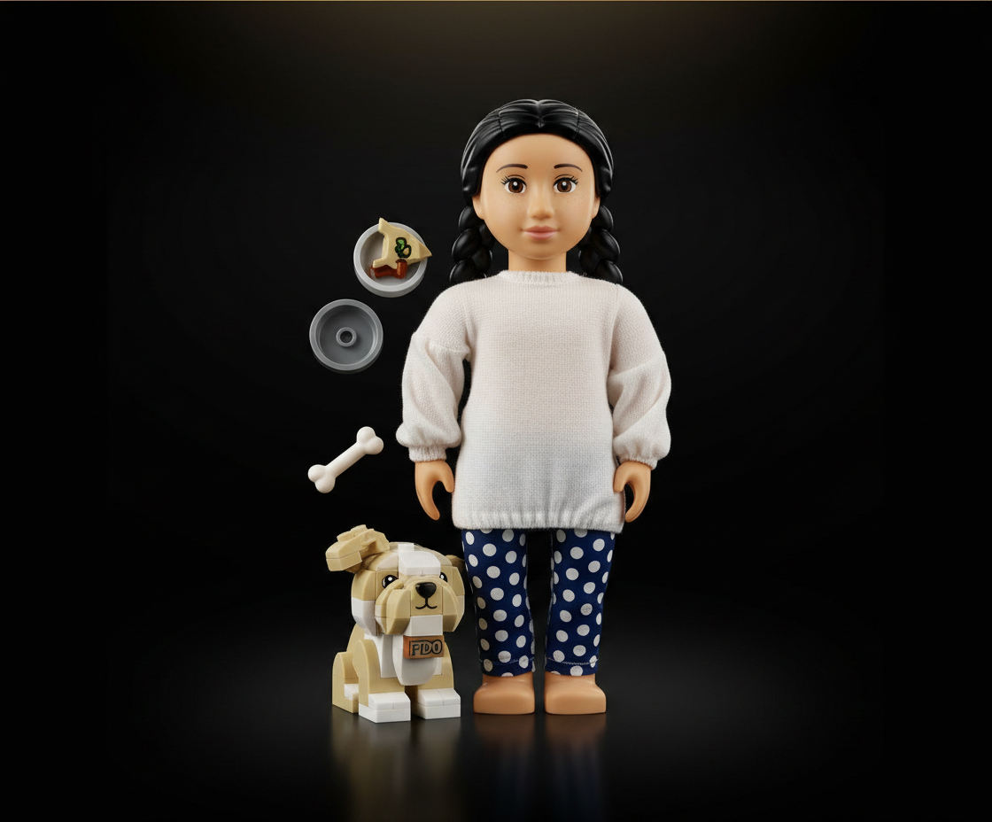 Our Generation Jin 18' Doll & Charm Puppy Pet Set